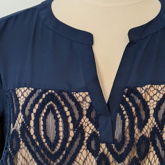 Work! Crochet Work Split Neck Blouse - Picture 3 of 5